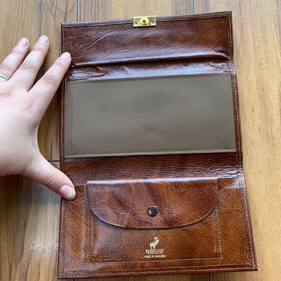 Genuine Leather Vintage Renwick Tri-Fold Wallet cheque book - Picture 4 of 11